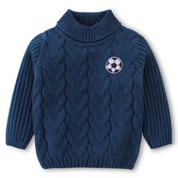 Babyhug 100% Acrylic Knit Full Sleeves Sweater with Cable Knit Design - Navy Blue-24