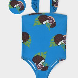 Mi Arcus Baby Girl Sleeveless Coconut Shell Printed V Cut Swimsuit Blue-image-44