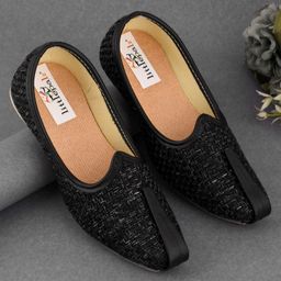 Little Palz Intricate Weave Self Textured Mojaris - Black-picture-23