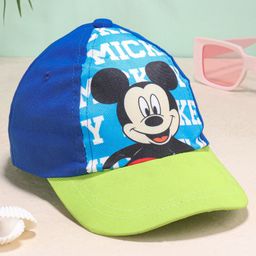 Babyhug Disney Cotton Summer Cap With Mickey Mouse Graphics - Blue & Green-picture-0