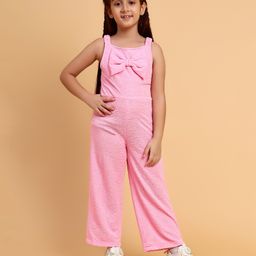 Little Marine Sleeveless Bow Detailed Solid  Jumpsuit - Pink-image-80