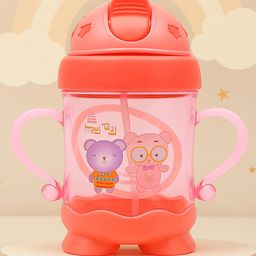 The Cheeky Kidzz Premium Baby Soft Silicone Straw Sipper For Feeding Water Milk Liquids Feeder Bottle BPA Free 200 ML (PINK)-image-30