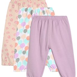 MINI KLUB Cotton Pack Of 3 Balloons Printed & Solid Leggings - Multi Colour-image-46