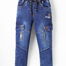 Olio Kids Denim Woven Full Length Solid Color Jeans - Royal Blue-image-79