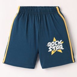 Taeko Single Jersey Knit Knee Length Shorts With Rock Star Print - Royal Blue-image-20