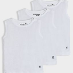 Mi Arcus 100% Cotton Pack Of 3 Sleeveless Solid Vests - White-image-94
