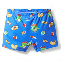 Babyhug Water Above Knee Length Repellent Swimming Trunk with Beach Theme & Animal Print - Blue-image-90