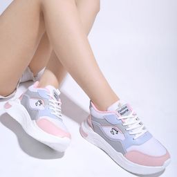 Shoetopia Colour Blocked Lace Up Shoes - Peach & White-image-77