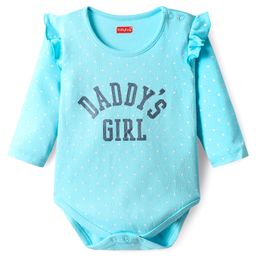 Babyhug 100% Cotton Interlock Knit Full Sleeve Onesie with Daddy's Girl Print - Light Blue-image-89
