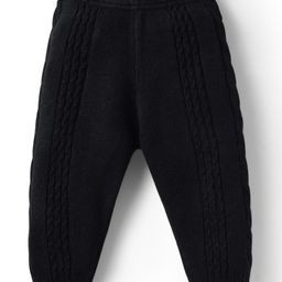 Babyhug Knit Full Length Solid Colour Fleece & Woollen Lounge Pant - Black-image-100