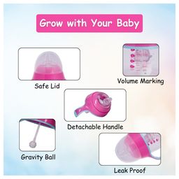 Adore Fauna! The Mini Soft Spout Sipperwith Gravity Ball & Twin Handle - 270ml- Pink image 2