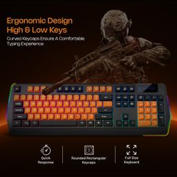 Archer Tech Lab G200 Wired RGB Gaming Keyboard and Mouse Combo with 104 Keys, 19 Anti-Ghosting, RGB Modes,7200 DPI Mouse,13 Lighting Modes, Durable Braided Cables, Windows Compatibility BLK-ORG image 3