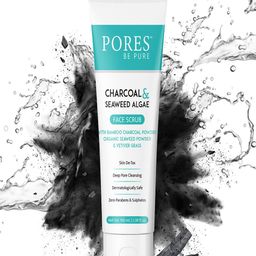 PORES Be Pure Set Of 3 Charcoal Gel Face Scrub With Seaweed & Algae-100g Each image 1