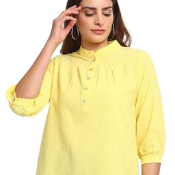 Global Republic Women Solid Mandarin Collar Cotton Top-37