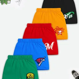 YK X Trampoline Kids Pack of 5 Typography Printed Shorts-11