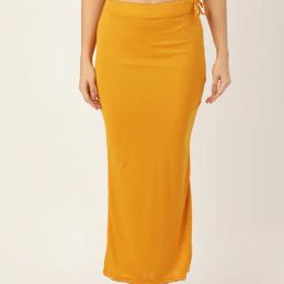 Ms.Lingies Yellow Plain Saree Shapewear-54