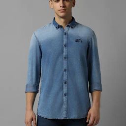 Allen Solly Blue Cotton Regular Fit Denim Shirt-picture-40