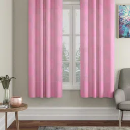 HOSTA HOMES Pink Set of 2 Geometric Window Curtain-image-46