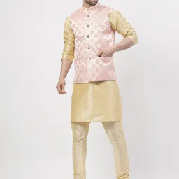 TS LIFESTYLE Mandarin Collar Dupion Silk Kurta With Churidar With Nehru Jacket-picture-19