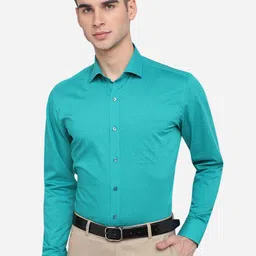 METAL Men Green Slim Fit Printed Casual Pure Cotton Shirt-image-83