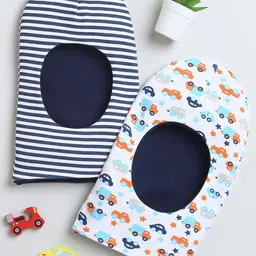 BUMZEE Boys Pack Of 2 Printed Cotton Reversible Monkey Caps-57