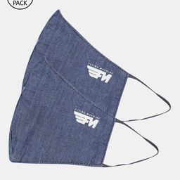 Flying Machine Unisex Pack Of 2 Blue & White Solid 3-Ply Reusable Denim Cloth Masks-picture-25