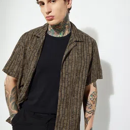 max Men Abstract Printed Spread Collar Casual Shirt-image-70