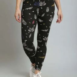 N-Gal Black Printed Sports Leggings-image-27