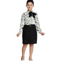 Peppermint Kids White & Black Printed Full Sleeves Dress-picture-9
