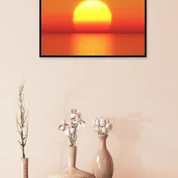 nest ART Orange & Yellow Sunrise Painting Framed Wall Art-16