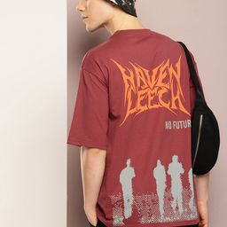Kook N Keech Men Printed Drop-Shoulder Sleeves Oversized T-shirt-image-81