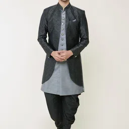 Arihant Rai Sinha Self Design Pure Silk Sherwani Set-picture-10