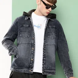 VOXATI Men Washed Denim Jacket-11