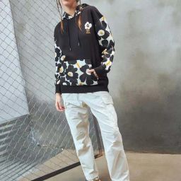 Bewakoof Black Floral Print Hoodie-image-61