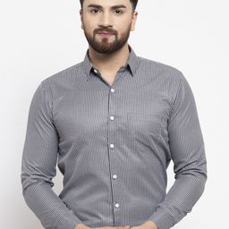 JAINISH Men Black & White Classic Regular Fit Striped Formal Shirt-image-96
