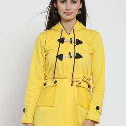 Belle Fille Women Yellow Solid Hooded Duster Jacket-image-50