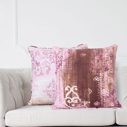 SWAYAM White & Brown Set of 2 Ethnic Motifs Square Cushion Covers-32