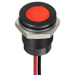 RS PRO Red Panel Mount Indicator 12V DC, Mounting Hole Size 14 mm, Termination Type Lead Wires, IP Rating IP67, Model No 1302292-15