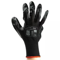 RS PRO Black Abrasion Resistant, Tear Resistant Work Gloves, Size 11, XXL, Nitrile Coating  1846001-image-14