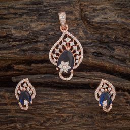 Kushal's Fashion Jewellery Rose Gold-Plated Cubic Zirconia-Studded Jewellery Set-picture-12