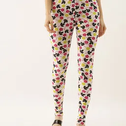 Souchii Women White & Pink Floral Printed Ankle-Length Leggings-image-29