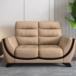 Durian Davos Contemporary Quilted Beige Premium Leatherette 2 Seater Sofa-image-13