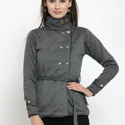 Belle Fille Women Grey Solid Tailored Jacket-image-39
