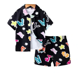 Sagar Impex Kids Black Printed Cotton Shirt With Shorts-picture-42