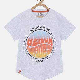 3PIN Boys Grey Melange Printed Round Neck T-shirt-image-55