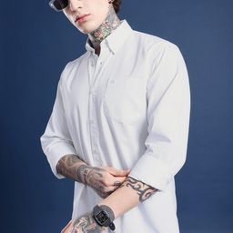 BS BLUE SQUAD Solid Slim Fit Twill Cotton Shirt-image-63