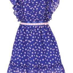 Cutecumber Kids Royal Blue Floral Print Dress-picture-35