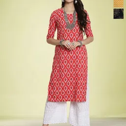 Moda Rapido Women Ethnic Motifs Printed Sequinned Floral Crepe Kurta-image-97