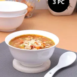 Clay Craft White Ceramic Soup Bowl (0.35 L) - Set of 3-image-9