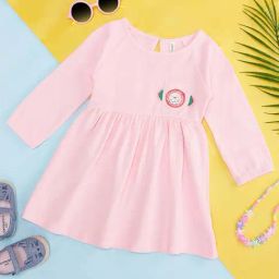 Pantaloons Baby Pink Cotton Printed Full Sleeves Dress-image-90